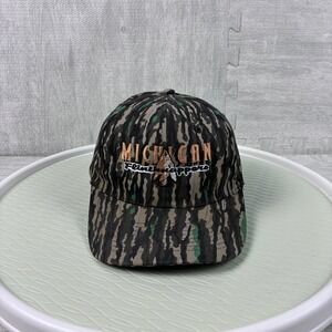 Vintage Michigan Flintknappers Hat‎ Cap Snapback Trebark Camouflage Stone Tools